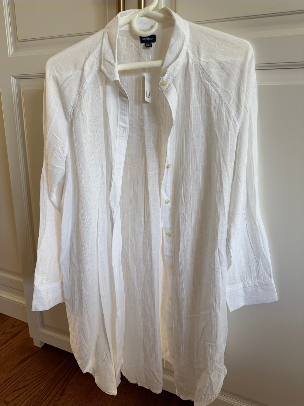 GAP Body White Lightweight Dress, coverup, lounge, Shirt Jacket XS/S NWT